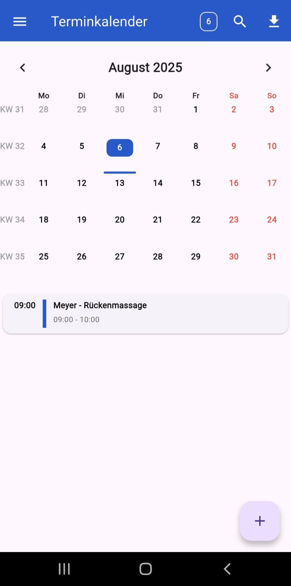 Monatsansicht – Mobile